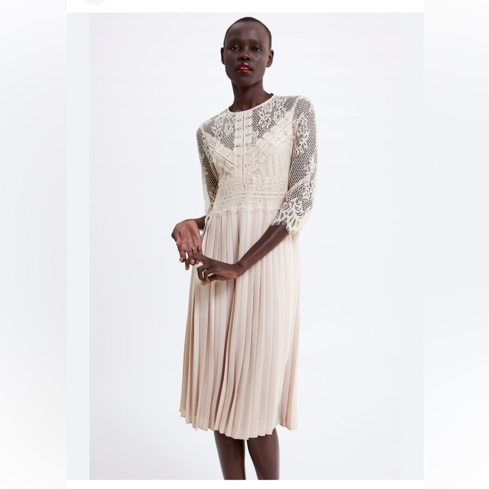 Zara Lace Pleated Dress